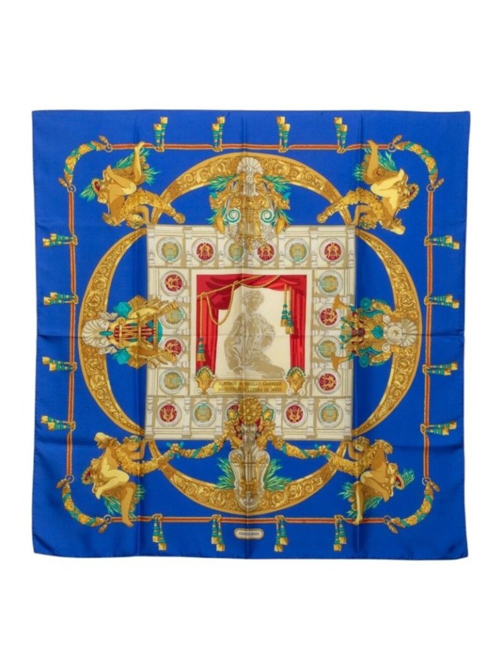 Hermes Carre 90 Hommage Charles Garnier Tribute to Loulou Scarf Blue Multicolor